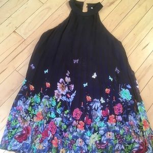 Navy and floral trapeze/A-line dress.  Size medium